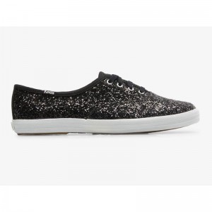 Keds Champion Glitter Celebration Lace Ups Damen Schwarz | 21980KNTR