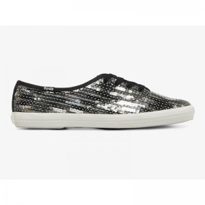 Keds Champion Sequins Celebration Lace Ups Damen Schwarz Silber | 97284JHLR