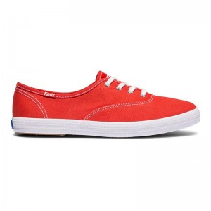 Keds Champion Washable Organic Canvas Canvas Damen Rot | 59872MBNK