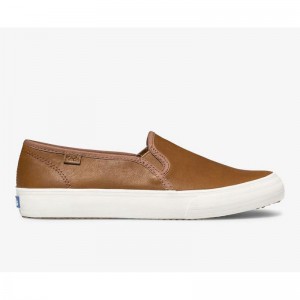 Keds Double Decker Leder Halbschuhe Damen Braun | 52306ASXU