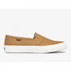 Keds Double Decker Leder Halbschuhe Damen Braun | 85620TSZP