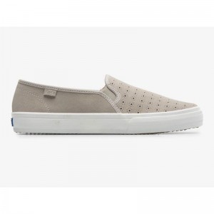 Keds Double Decker Perf Wildleder Halbschuhe Damen Grau | 48269OCTH