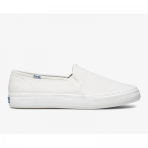 Keds Double Decker Slip On Leather Sneakers Damen Weiß | 36480GYNE