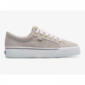 Keds Jump Kick Duo Perf Wildleder Lace Ups Damen Grau | 40539WJNX