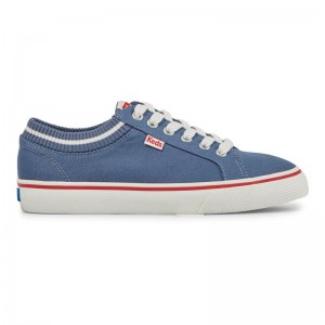 Keds Jump Kick Knit Collar Canvas Canvas Damen Navy/White | 75120JYQX