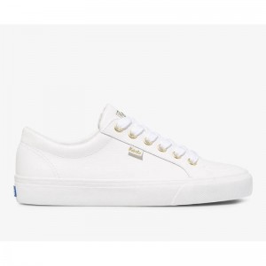 Keds Jump Kick Leder Lace Ups Damen Weiß Gold | 59482ZEUO