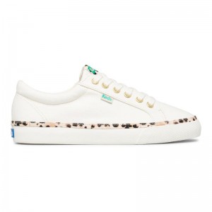 Keds Jump Kick Leopard Canvas Cream Canvas Damen Leopard | 83761JHEO