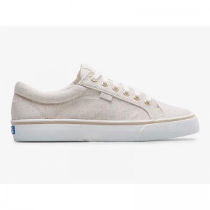 Keds Jump Kick Linen Fleck Lace Ups Damen Oatmeal Lightyellow | 60149ZAGT