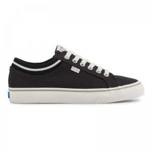 Keds Jump Kick Rib Knit Collar Canvas Canvas Damen Schwarz | 90642NXLS