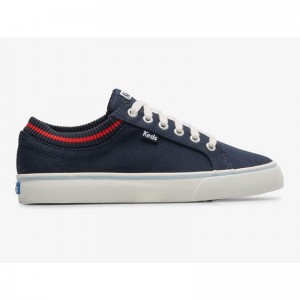 Keds Jump Kick Rib Knit Collar Lace Ups Damen Navy Rot | 58137BORK