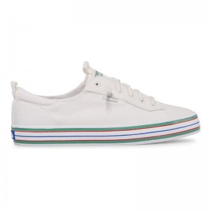 Keds Kickback Canvas Stripe Foxing Canvas Damen Weiß | 19047HSPM