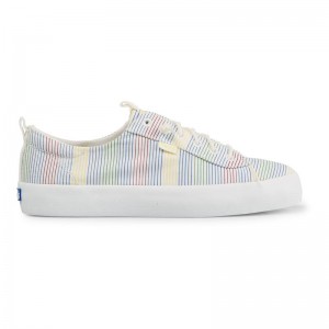 Keds Kickback Canvas Surf Stripe Canvas Damen White/Multicolor | 63072VGAI