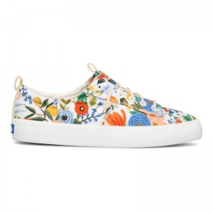 Keds Kickback Rifle Paper Co Garden Party Canvas Damen White/Multicolor | 09378NXKM