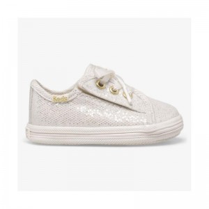 Keds Little Kid's Kickstart Crib Celebrations Sneaker Kinder Ivory Sparkle Lightyellow | 32795CSAM