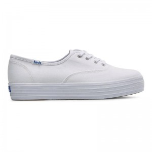 Keds The Plattform Canvas Canvas Damen Weiß | 08469MRXH