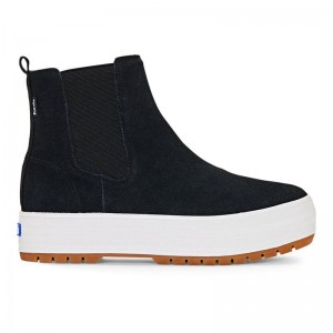 Keds The Plattform Chelsea Lug Wildleder Stiefel Damen Schwarz | 10724IKZB