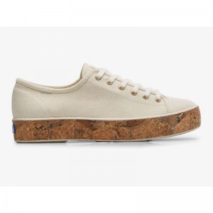 Keds Triple Kick Cork Foxing Platform Sneakers Damen Beige | 76329DFPY