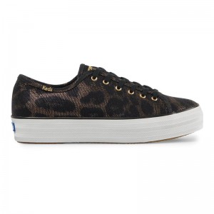 Keds Triple Kick Metallic Canvas Canvas Damen Schwarz | 26048FZDP