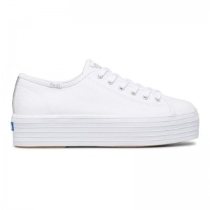 Keds Triple Up Canvas Platform Sneakers Damen Weiß | 86531DNQP