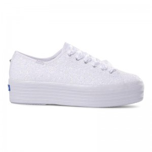 Keds Triple Up Sequins Cel Platform Sneakers Damen Weiß | 40732XIBN