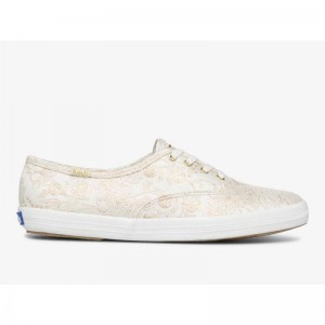 Keds x Rifle Paper Co. Champion Colette Jacquard Lace Ups Damen Ivory Lightyellow | 81370YVHA