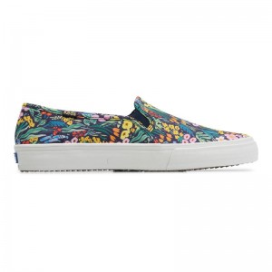 Keds x Rifle Paper Co. Double Decker Canvas Damen Navy/Multicolor | 21549UCYO