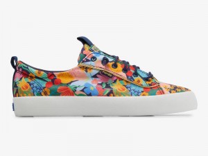 Keds x Rifle Paper Co. Kickback Canvas Damen Navy/Multicolor | 37609SVCD