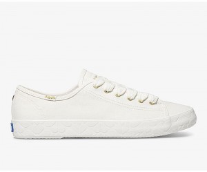 Keds x kate spade new york Kickstart Logo Foxing Canvas Damen Weiß | 10487CQDT