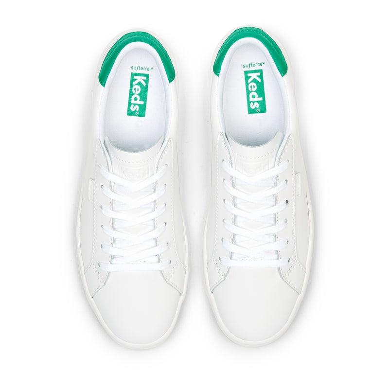 Keds Ace Leder/Green Leather Sneakers Damen White/Green | 28194VTZR