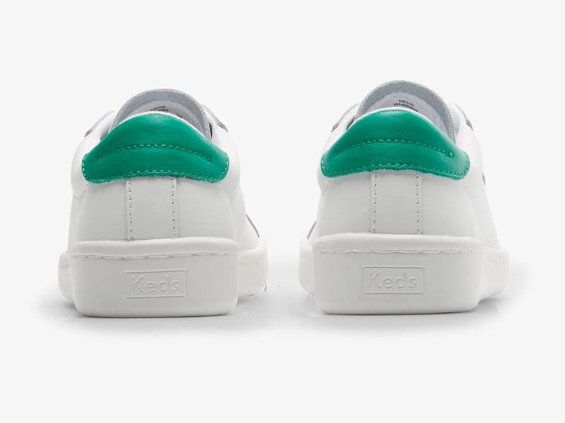 Keds Ace Leder/Green Leather Sneakers Damen White/Green | 28194VTZR