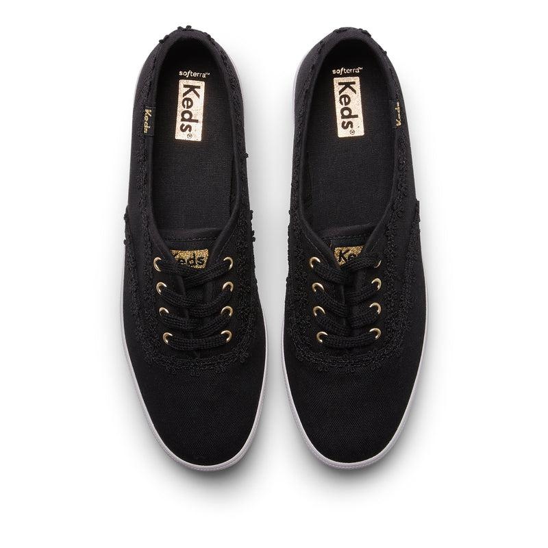 Keds Champion Crochet Trim Canvas Canvas Damen Schwarz | 46985VDGY