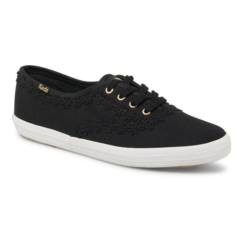 Keds Champion Crochet Trim Canvas Canvas Damen Schwarz | 46985VDGY