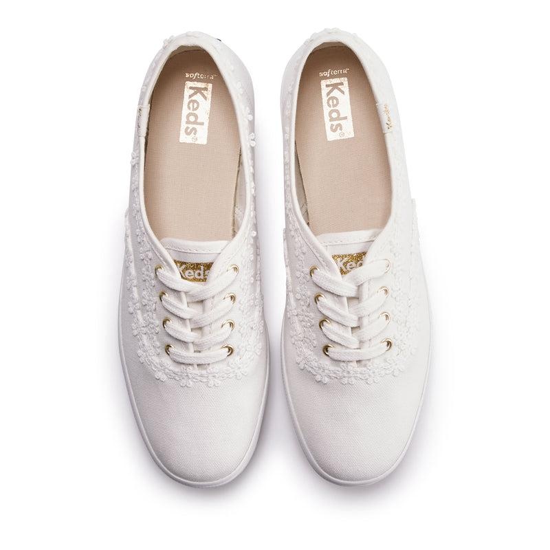 Keds Champion Crochet Trim Canvas Canvas Damen Weiß | 79258HYCK