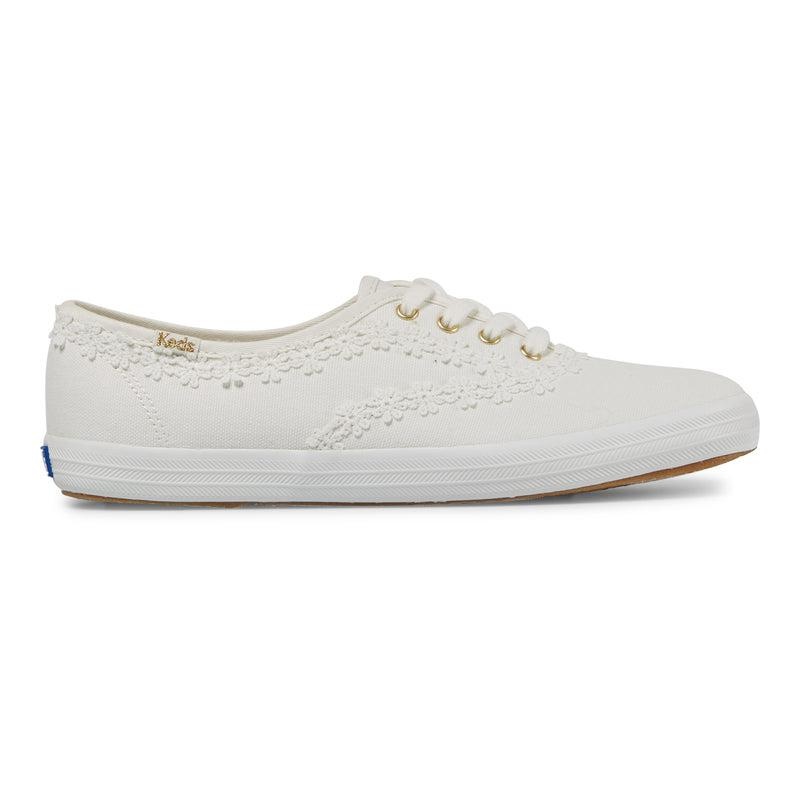 Keds Champion Crochet Trim Canvas Canvas Damen Weiß | 79258HYCK