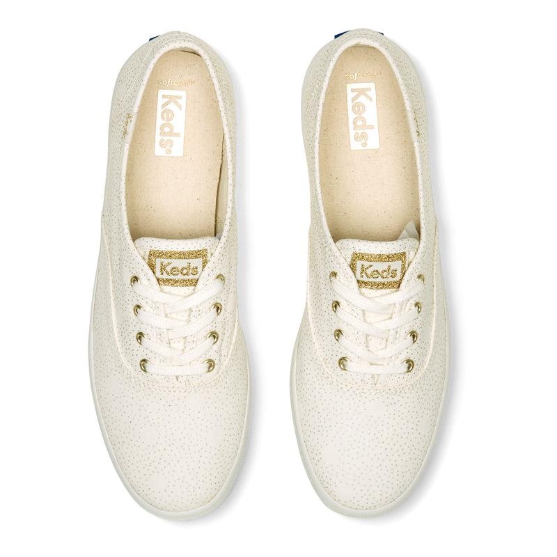 Keds Champion Dots Print Canvas Canvas Damen White/Gold | 59302BEPN