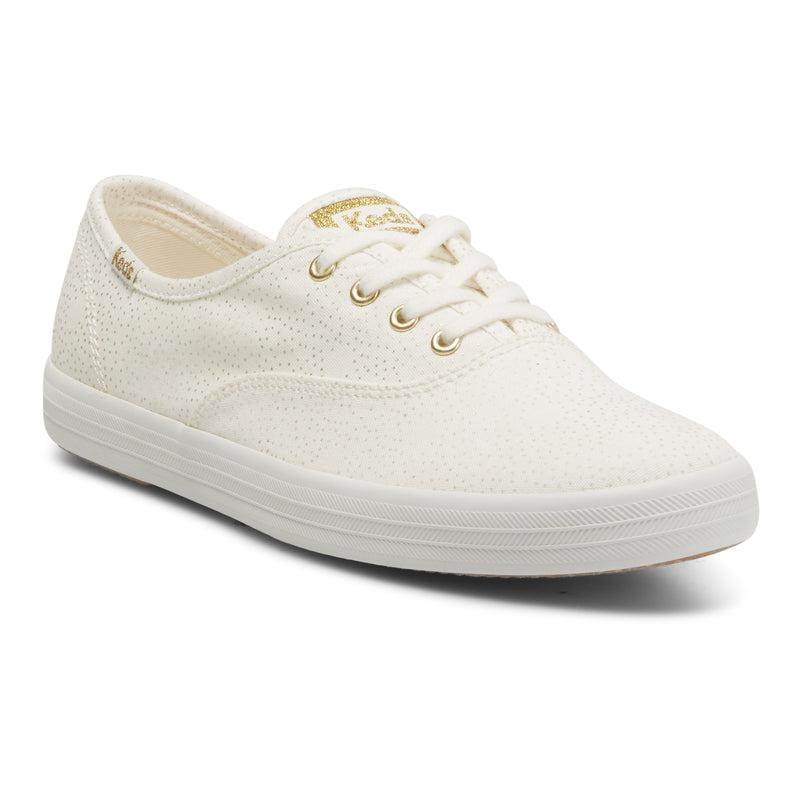 Keds Champion Dots Print Canvas Canvas Damen White/Gold | 59302BEPN