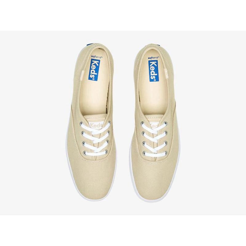 Keds Champion Feat. Organic Baumwoll Lace Ups Damen Oatmeal Lightyellow | 06392JLBX