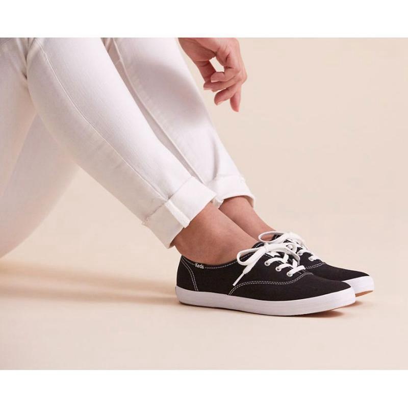 Keds Champion Feat. Organic Baumwoll Lace Ups Damen Schwarz | 93480KJIU