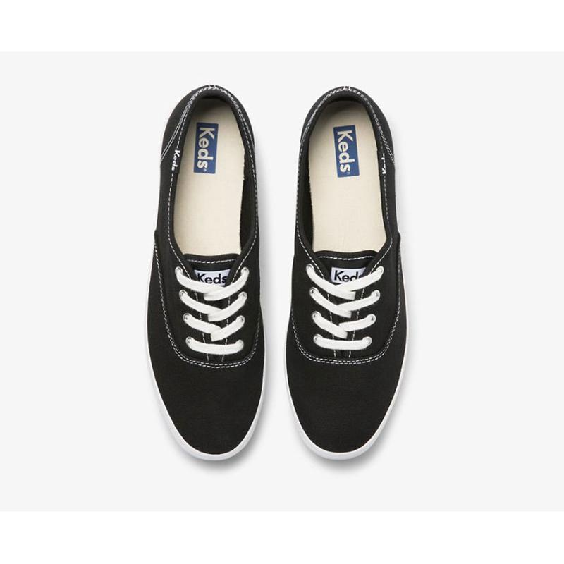 Keds Champion Feat. Organic Baumwoll Lace Ups Damen Schwarz | 93480KJIU