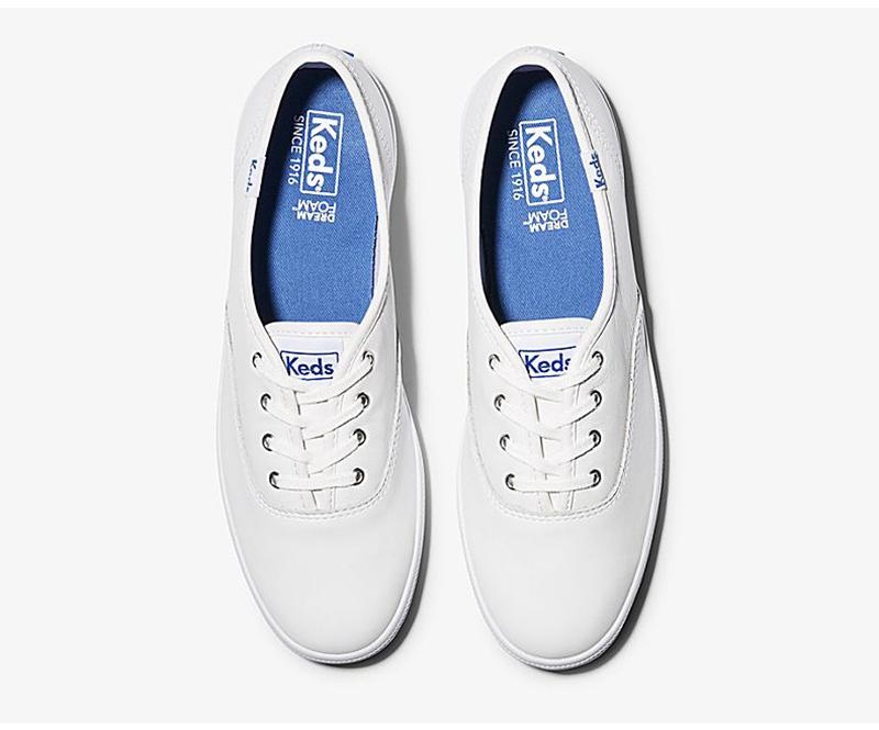 Keds Champion Leder Weite Fit Leather Sneakers Damen Weiß | 89702VDOX