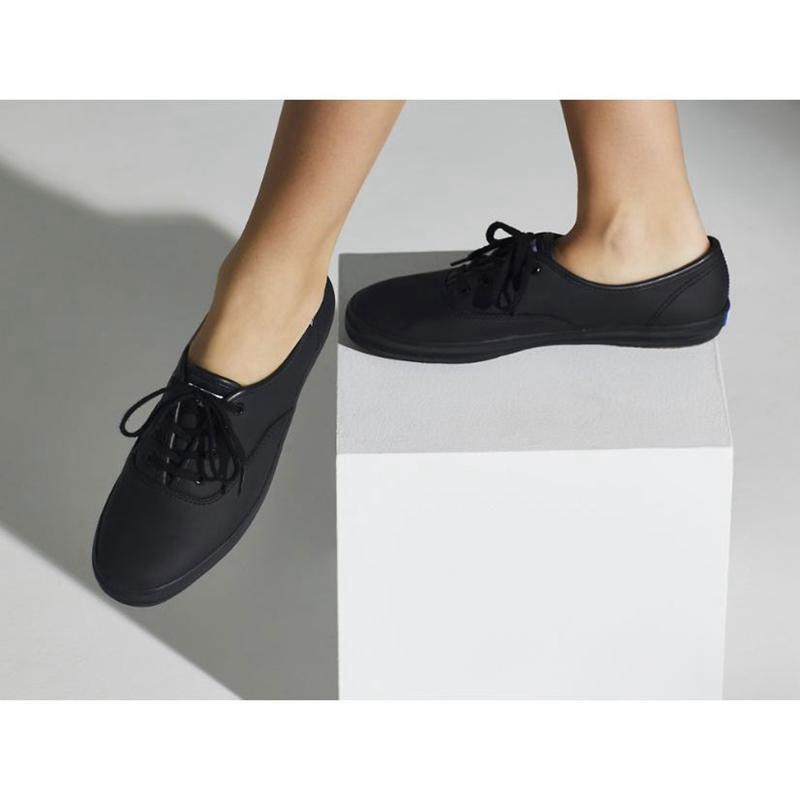 Keds Champion Original Leder Lace Ups Damen Schwarz | 57098OJLR