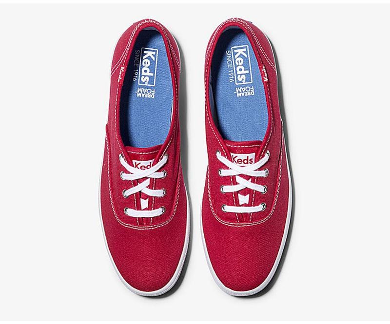 Keds Champion Original Weite Fit Canvas Damen Rot | 26589VBKZ