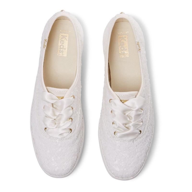 Keds Champion Sequins Cel Off Canvas Damen Weiß | 03654RYMV