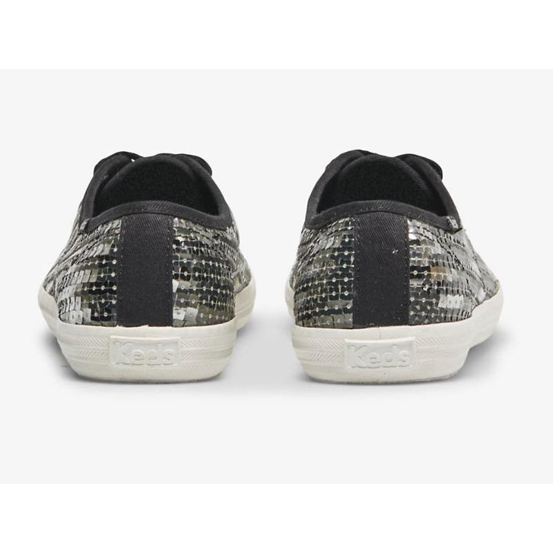 Keds Champion Sequins Celebration Lace Ups Damen Schwarz Silber | 97284JHLR