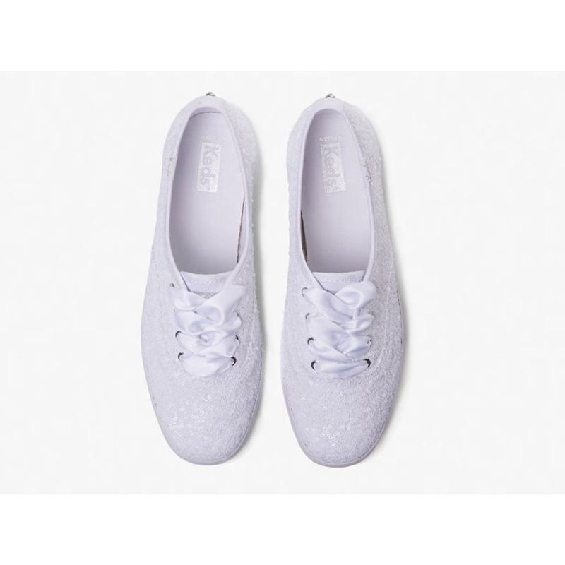 Keds Champion Sequins Lace Ups Damen Weiß | 85741LXJM