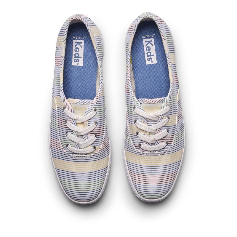 Keds Champion Surf Stripe Canvas Canvas Damen White/Multicolor | 15926ZMFB