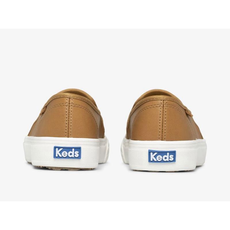 Keds Double Decker Leder Halbschuhe Damen Braun | 85620TSZP