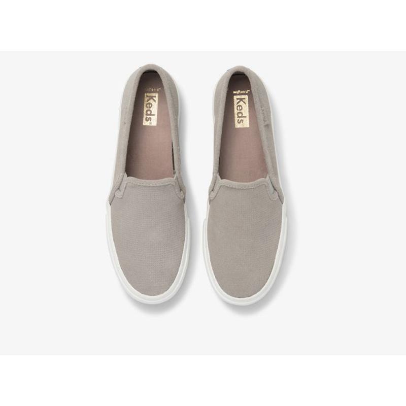 Keds Double Decker Perf Wildleder Halbschuhe Damen Grau | 96840LAFV