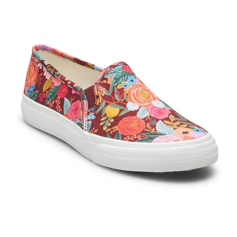 Keds Double Decker Rifle Paper Co. Garden Party Halbschuhe Damen Burgandy | 27564HDAV