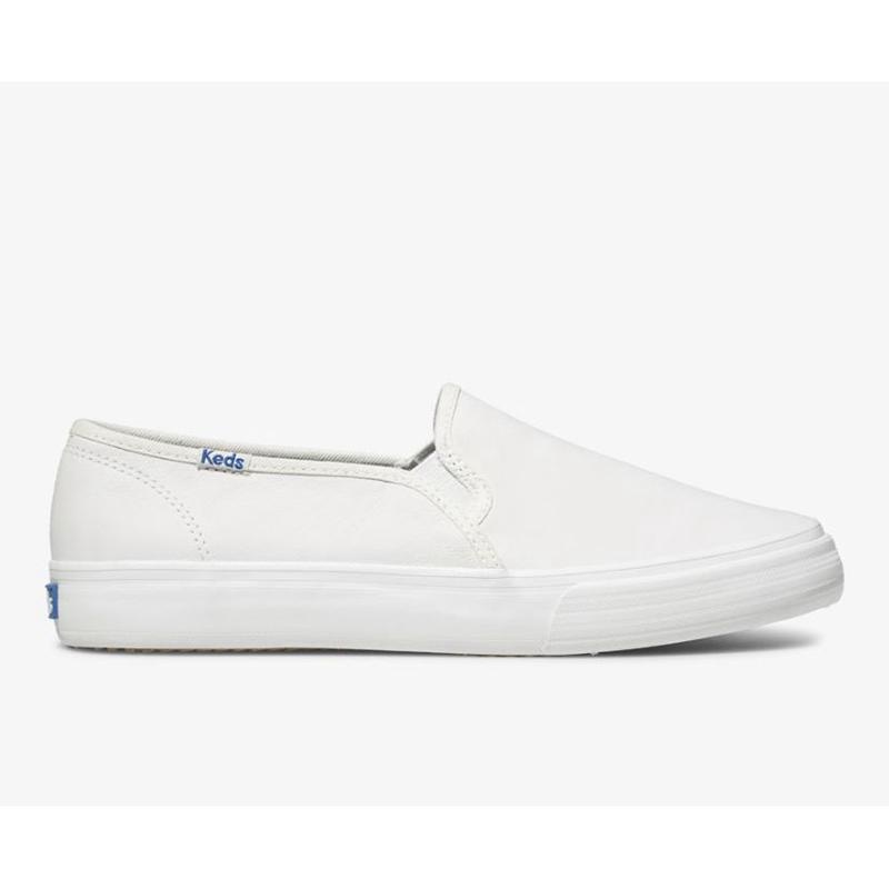 Keds Double Decker Slip On Leather Sneakers Damen Weiß | 36480GYNE